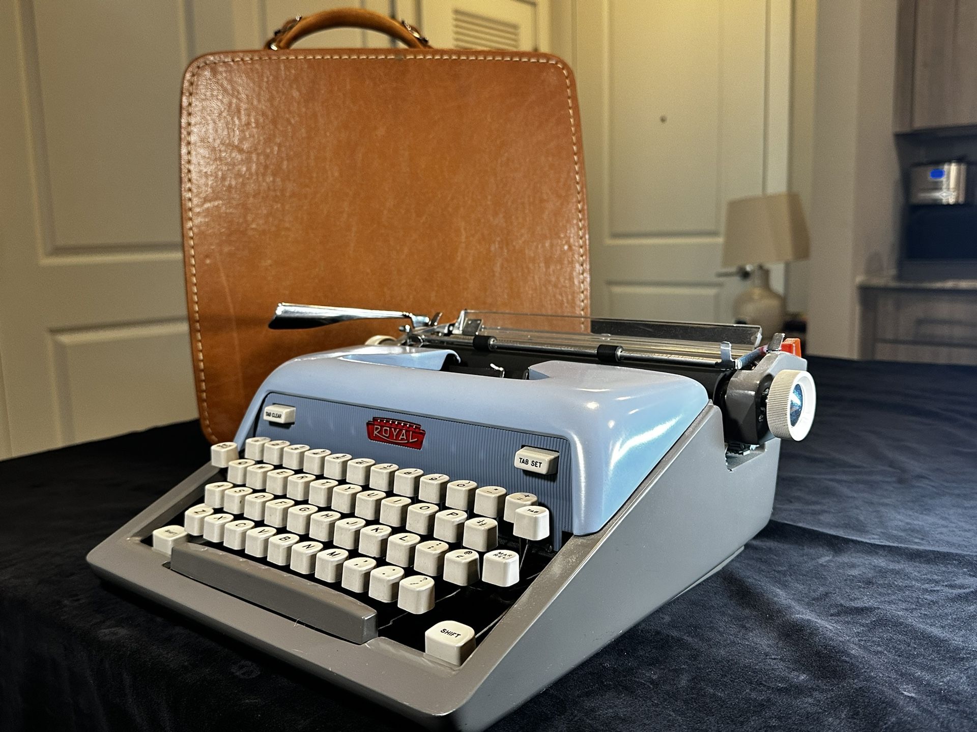   Vintage Royal Futura 800 Manual Blue Gray Typewriter Type Writer GREAT