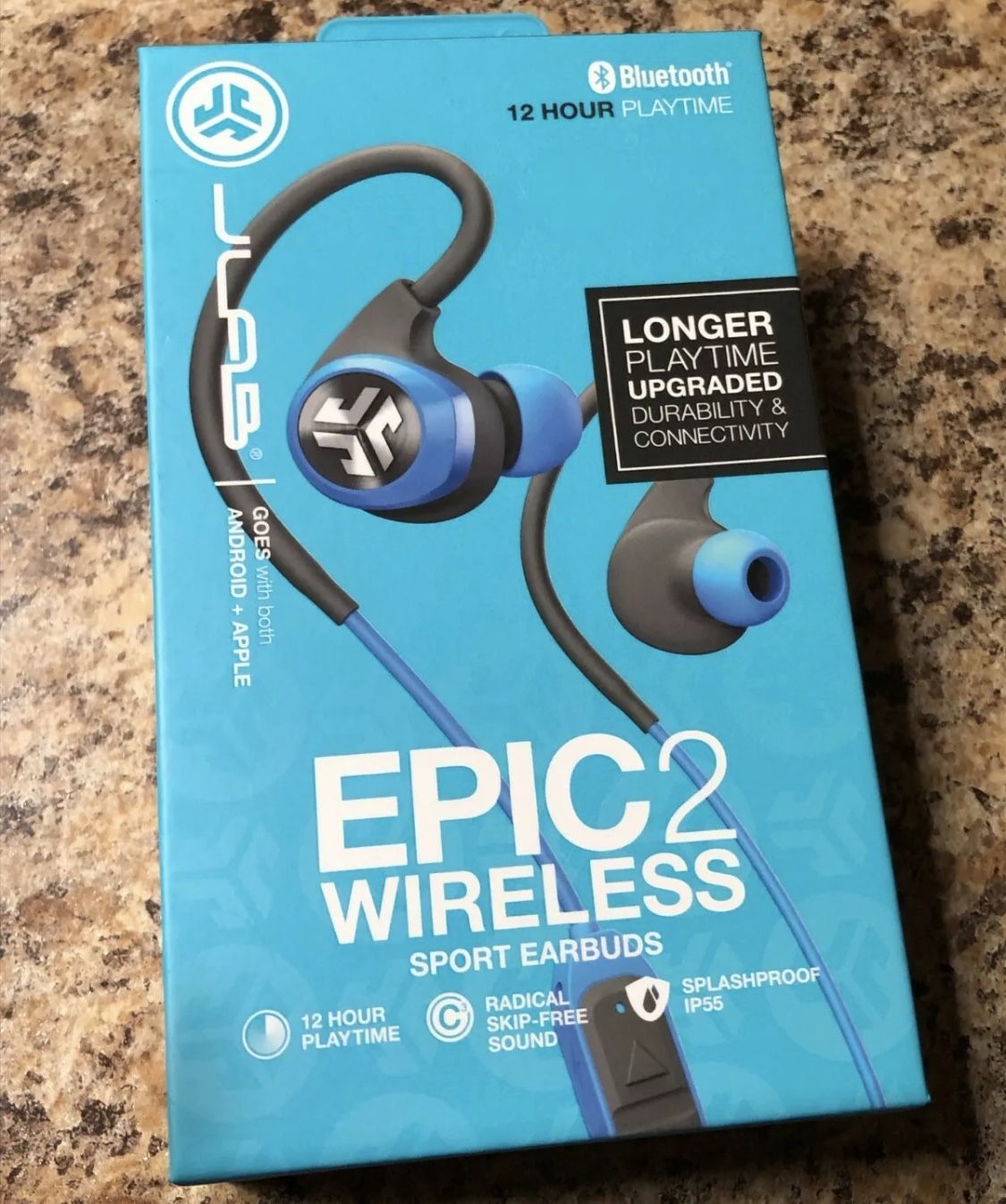 NIB JLab Audio Epic 2 Bluetooth 4.0 Wireless Sport Earbuds Goes with both Apple & Android