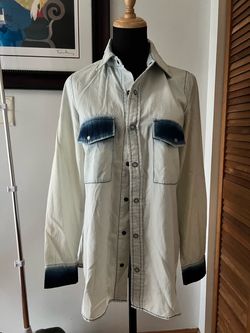 Denim Button-Down Shirt with Contrast Detail