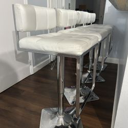 4 barstools white leather adjustable stool 