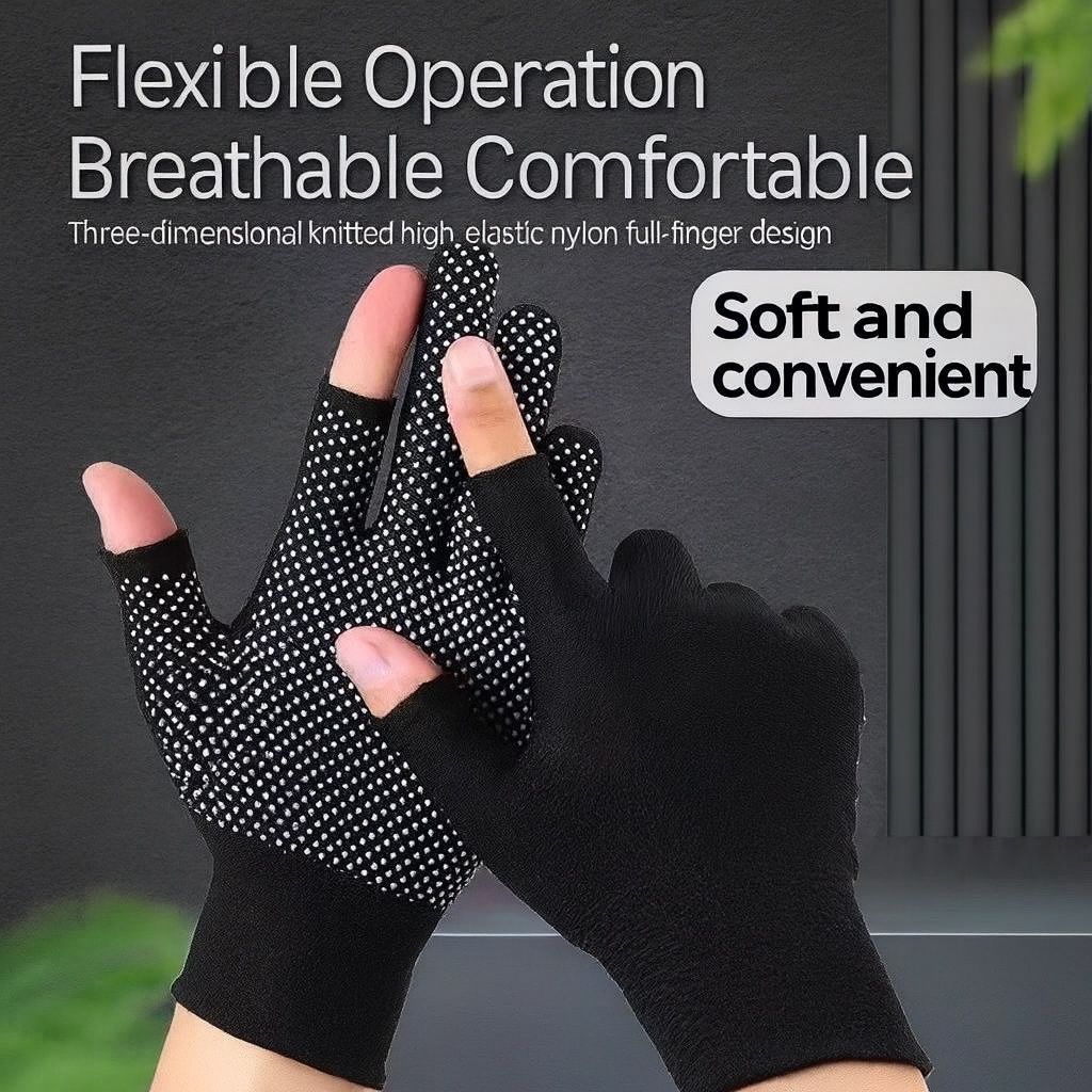 Thin Fingerless Fishing & Packing Gloves – 3-Finger Work Safety Anti-Slip Wear S