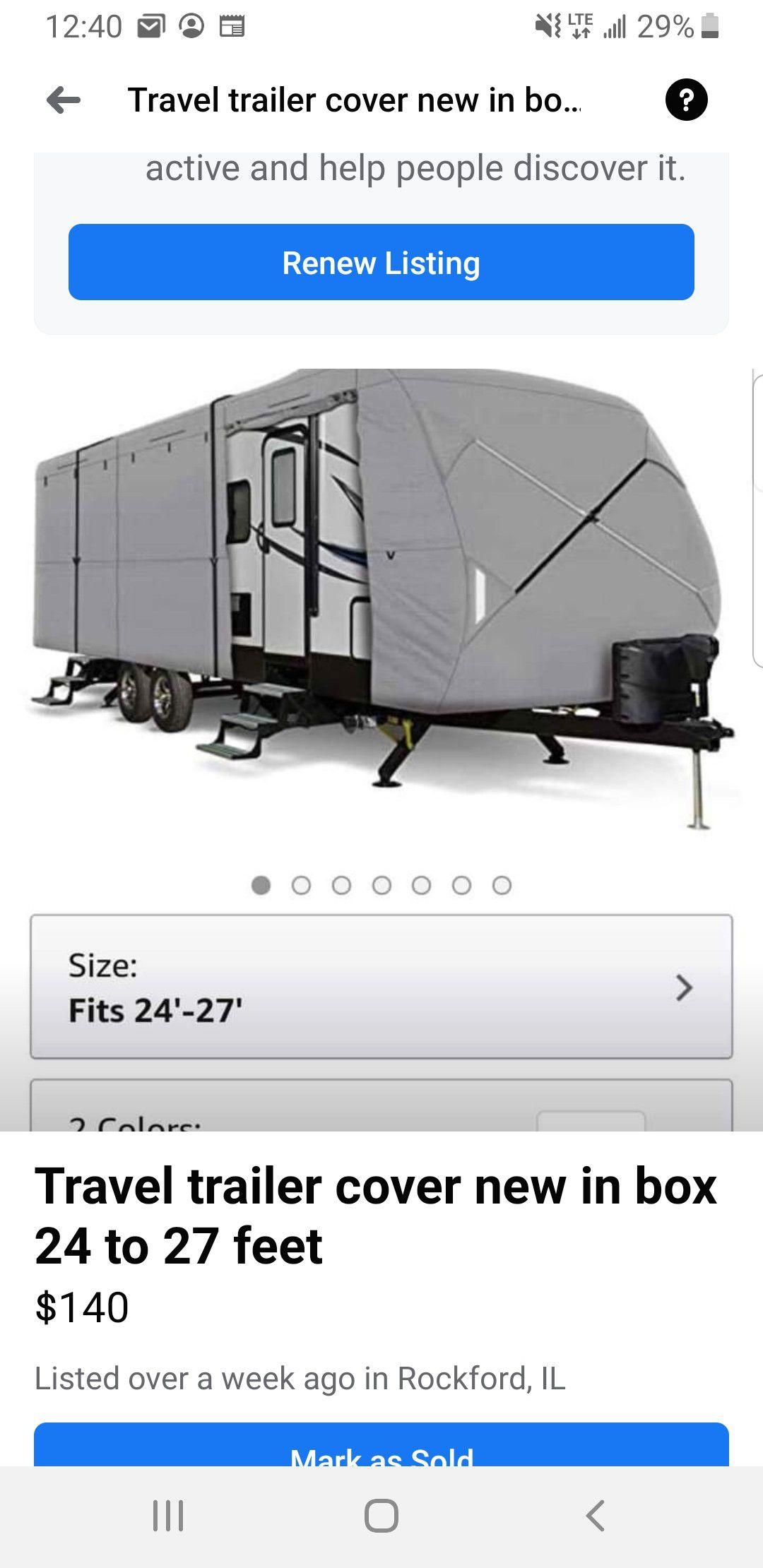 Photo 24 to 27 foot rv cover