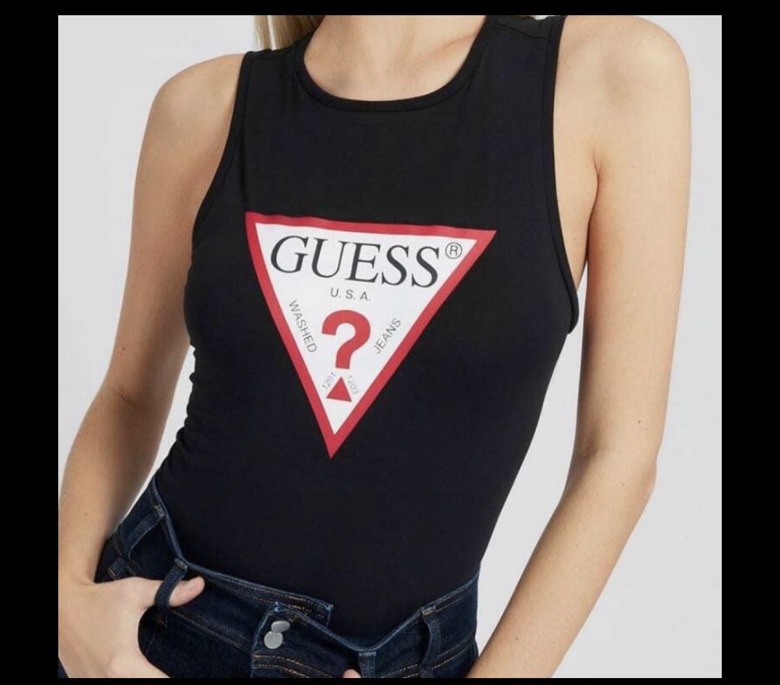 Guess | Womens Triangle Logo Bodysuit Tank Black