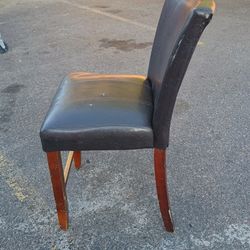 Small Black Leather Wooden Chair.