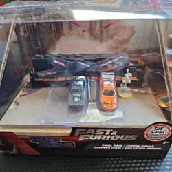 Hot Wheels Fast And Furious Nano Scene Final Race Dom Dodge Charger And Brian's Toyota Supra