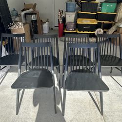 6 Black Wood Dining Chairs