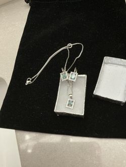 New Sterling Silver/Stainless Steel Necklace With Matching Earrings 