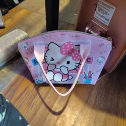 SHEIN Pink and White Clutch with Kawaii Charm