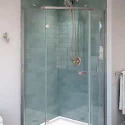 38 in. W x 72 in. H Neo-Angle Pivot Frameless Corner Shower Enclosure 