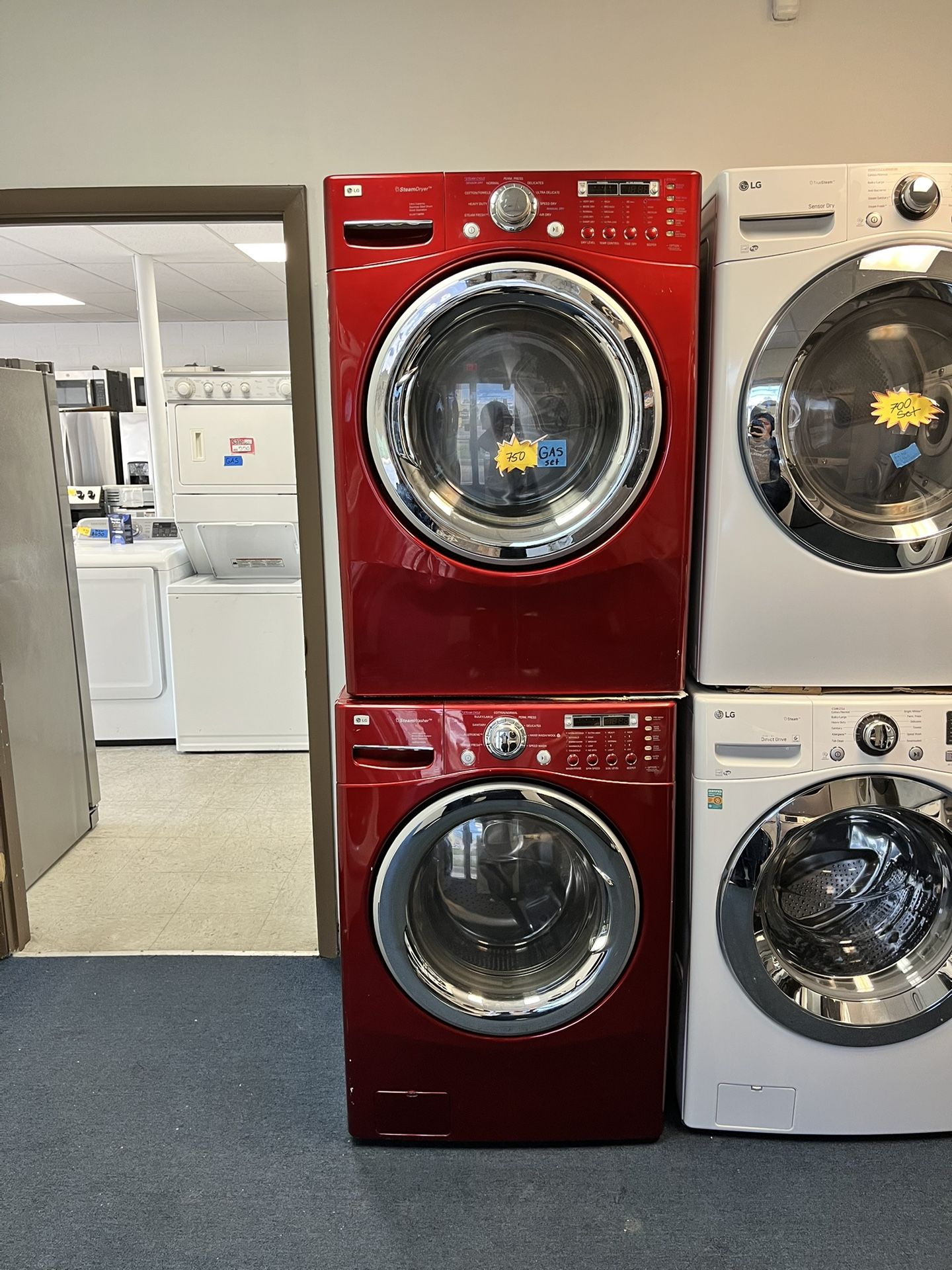 LG Gas Front Load Washer & Dryer Set In Red