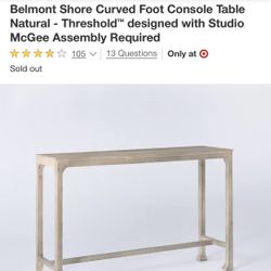 Belmont Shore Curved Foot Console Table Natural - Threshold™ designed with Studio McGee Assembly Required. Entry Table 