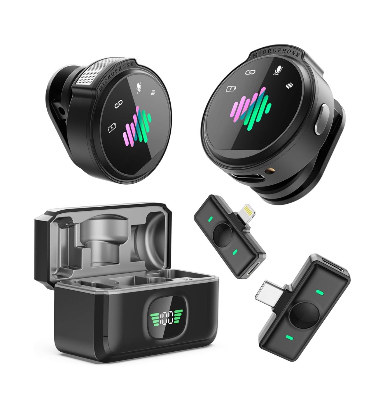 Mini Wireless Mic Noise Cancelling Clip-on Microphone for iPhone/Android YouTube Vlogging/Recording