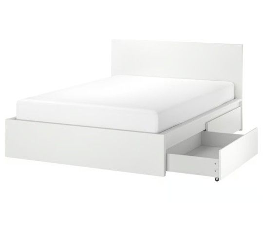 Queen Size Ikea MALM Bedframe With Drawers
