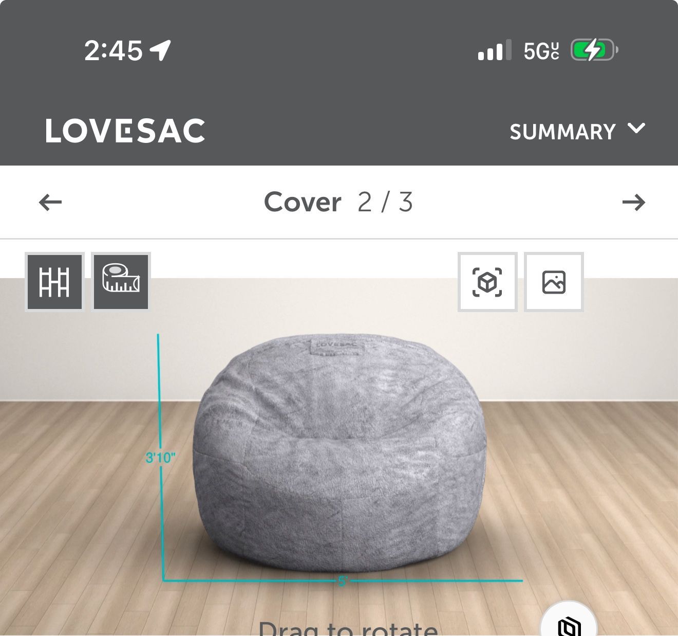 LoveSac 3 person bean bag with Cover NEW