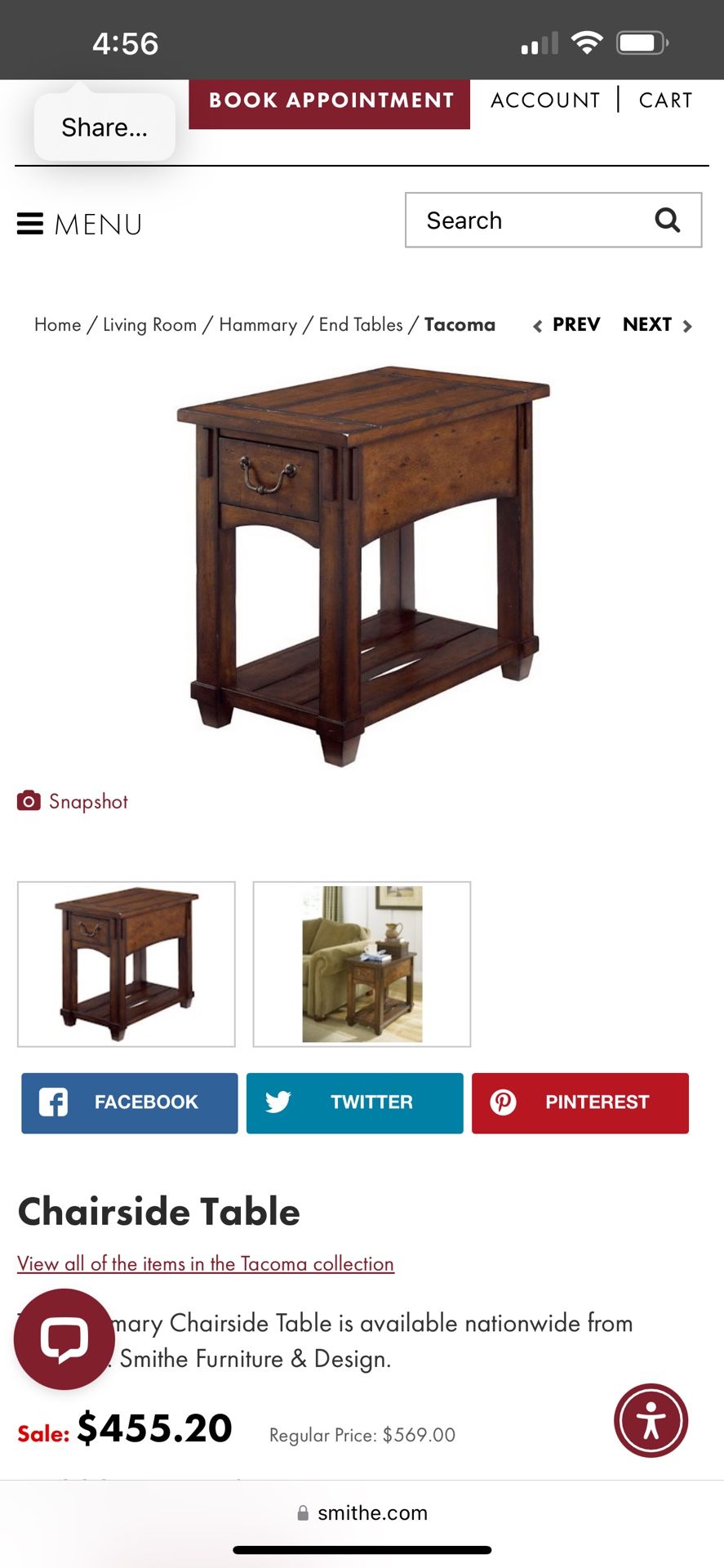 WALTER E. SMITH HAMMARY END TABLE