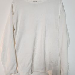 Women's White Ruffle Sweater Size XL