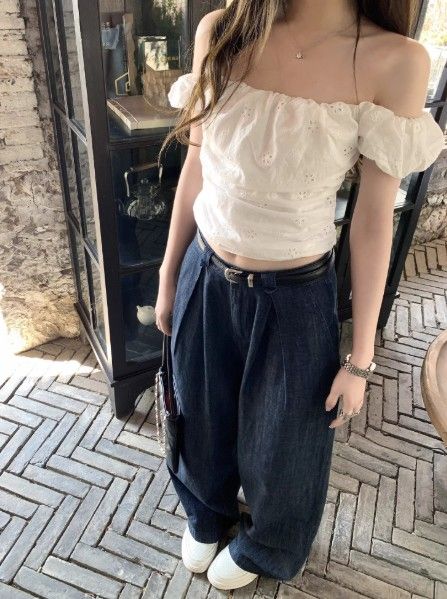 Texture first, retro thin pleated denim women's high-waist summer casual straight-leg trousers, versatile and easy to match.