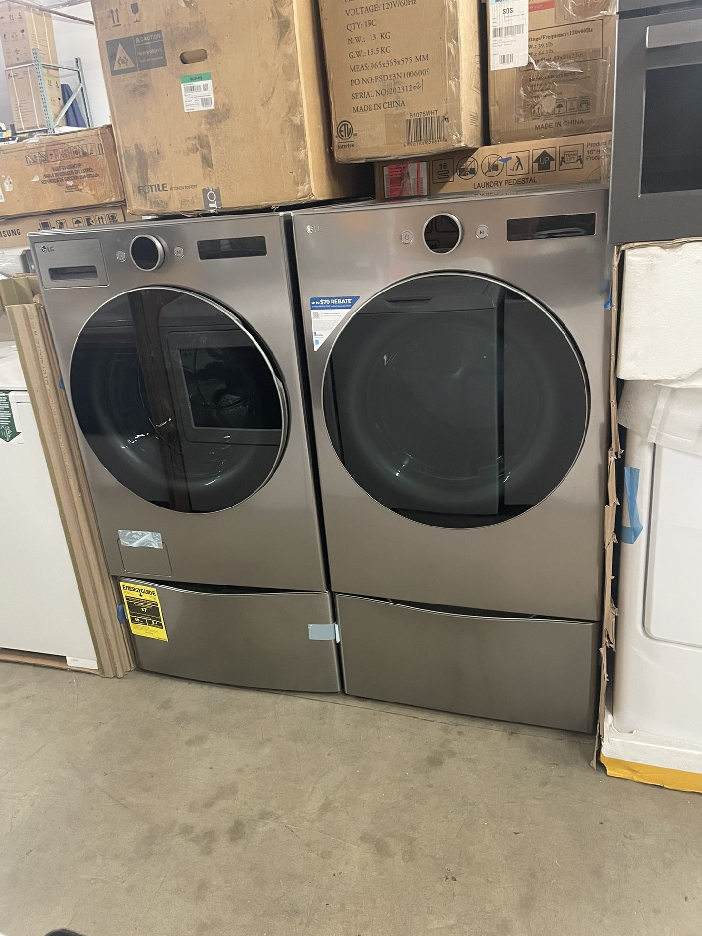 Set Front Load LG Steam Stainles Steel