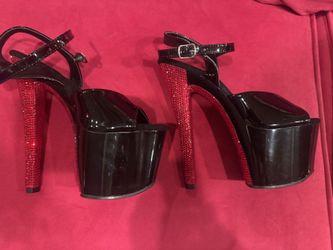 Pleaser Red Rhinestone Heels Size 8