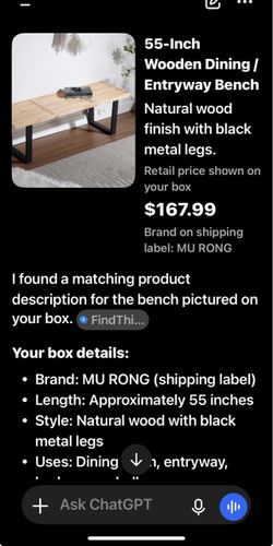 55-Inch Wooden Dining Entryway Bench