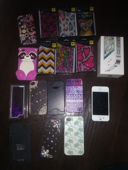 Iphone 4s with lots cases
