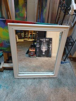 White Wood Framed Wall Mirror