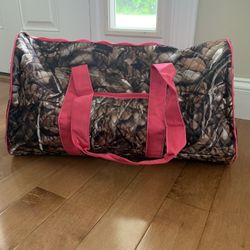 Camo Quilted Duffle Bag W/ Hot Pink Trim NWT