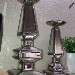 Accent Mirrored Candle Holders 