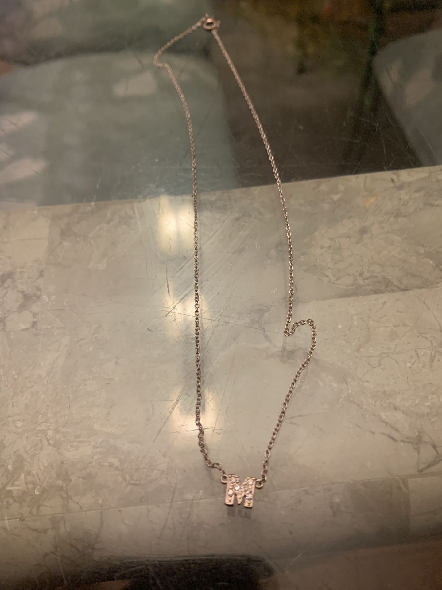 Vintage Kids Sterling Diamond “m” Necklace Kids
