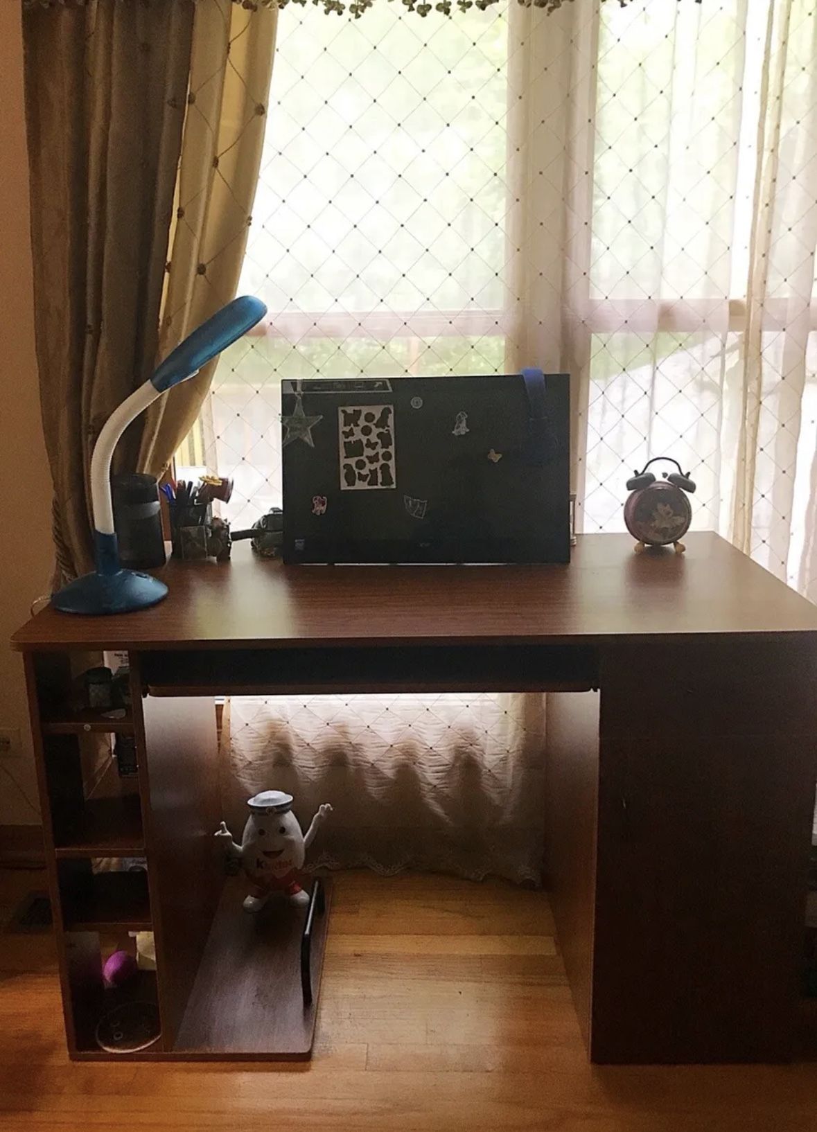 Rectangular Computer Desk with Adjustable Shelves and cabinets