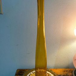 ADORNO ANTIGUO DE CRISTAL BOTELLA AMBAR