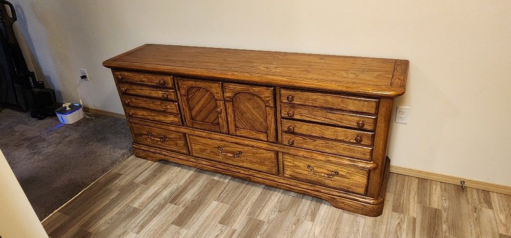 OAK BUFFET AND DRESSER
