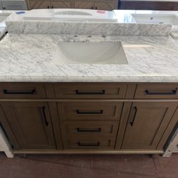 Sonoma 48 in. Single Sink Almond Latte Bath Vanity with Carrara Marble Top