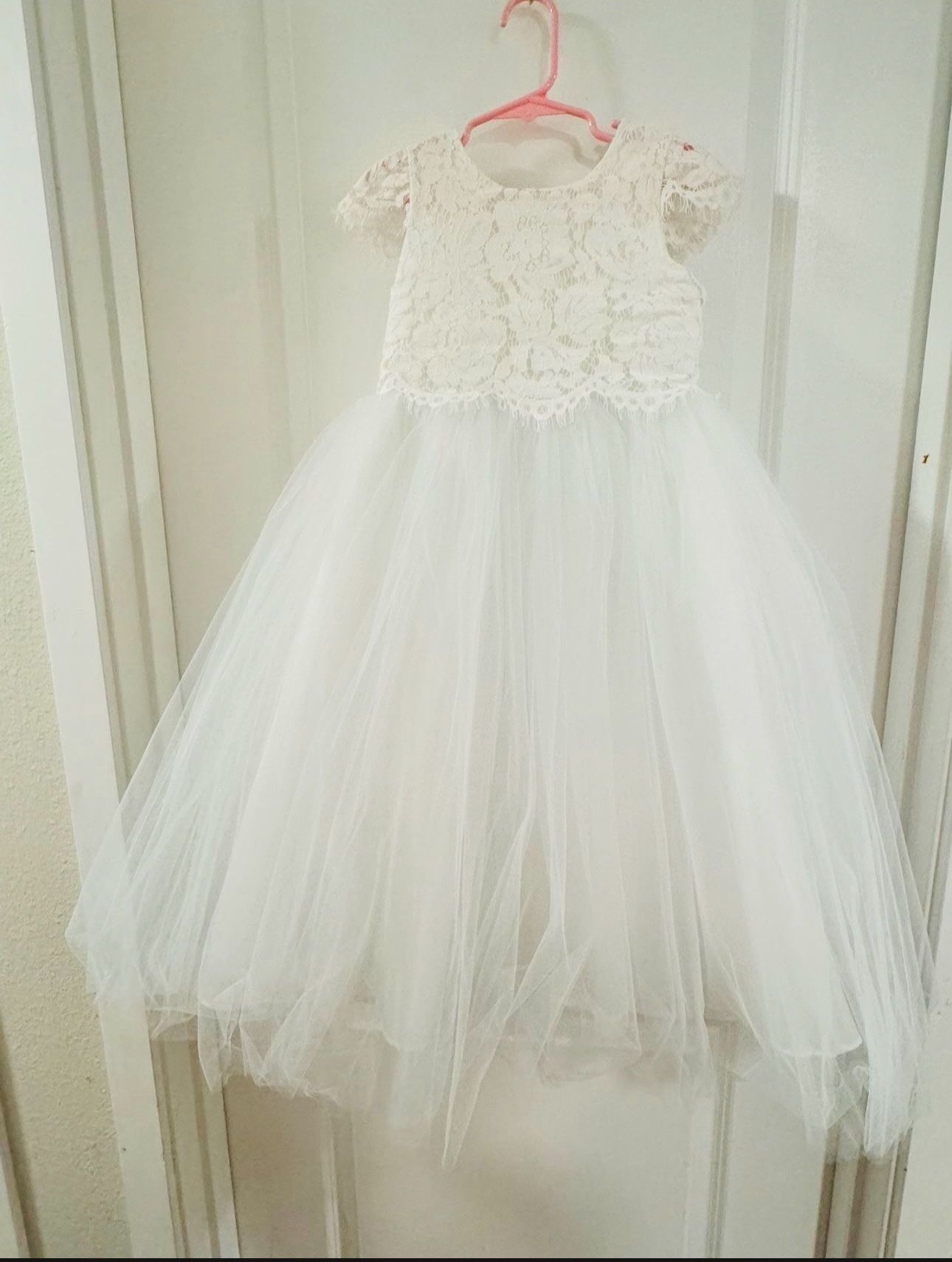 Girls White Tulle Snowflake Dress