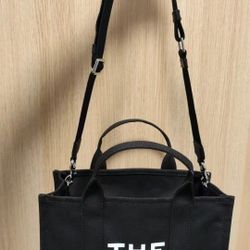 MARC JACOBS Tote Versatile Commuter Letter Logo Printed Cotton Canvas Tote Bag Shopping Bag Canvas Bag Shoulder Crossbody Tote Large Women's Black