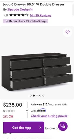 Jada 6 Drawer 60.5" W Double Dresser