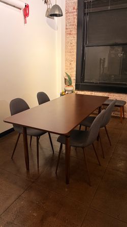 Living Spaces Mid-Century Modern Walnut Dining Set