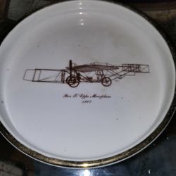 Vintage Shallow Bowl Dish With Image Of 1907 Ben Epps Monoplane 