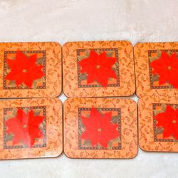 Coasters Festive Red Orange Coasters Set Of 6 NEW Made In New Zealand Home Decor 