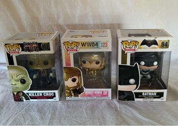 Funko Pop! DC Mixed Lot - Batman, Killer Croc, Wonder Woman - Three Figures