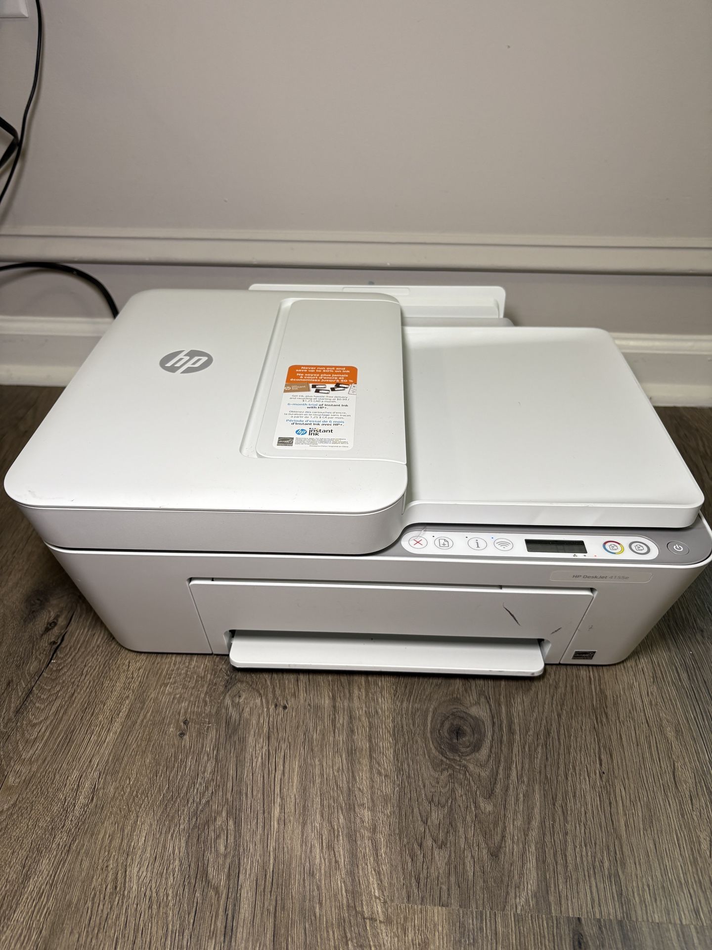 HP DeskJet 4155e All-in-One Color Inkjet Printer Scan– White – NO INK