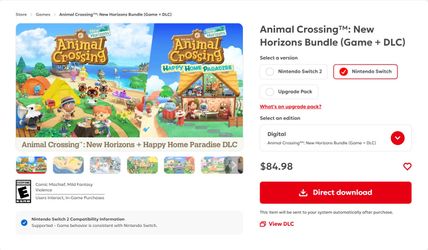 Switch Animal Crossing: New Herizons Bundle (Game + DLC)