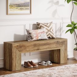 Tribesigns 47'' Wooden Entryway Bench, Farmhouse Entry Bench Seat, Indoor End of Bed Bench with Storage Capability for Living Room, Bedroom, Hallway, 