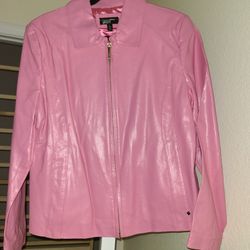 Woman's pink leather jacket size large new
