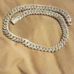 Cuban chain white gold plated