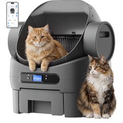 Open-Top Automatic Cat Litter Box, Self Cleaning Litter Box for Multiple Cats, 10 Safety Sensors, Large Capacity with APP Control, Noise&Odor Control 