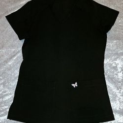 Koi Mariposa Scrub Top with Butterflies In Black Size Xsmall