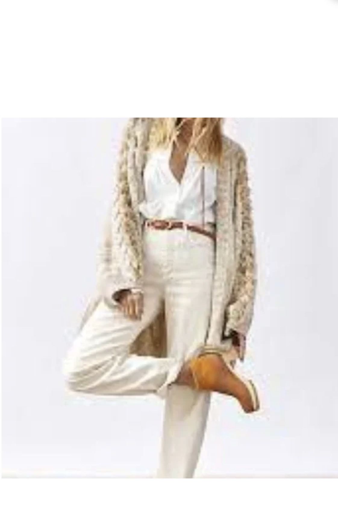 Anthropology One Size Pom Pom Cardigan