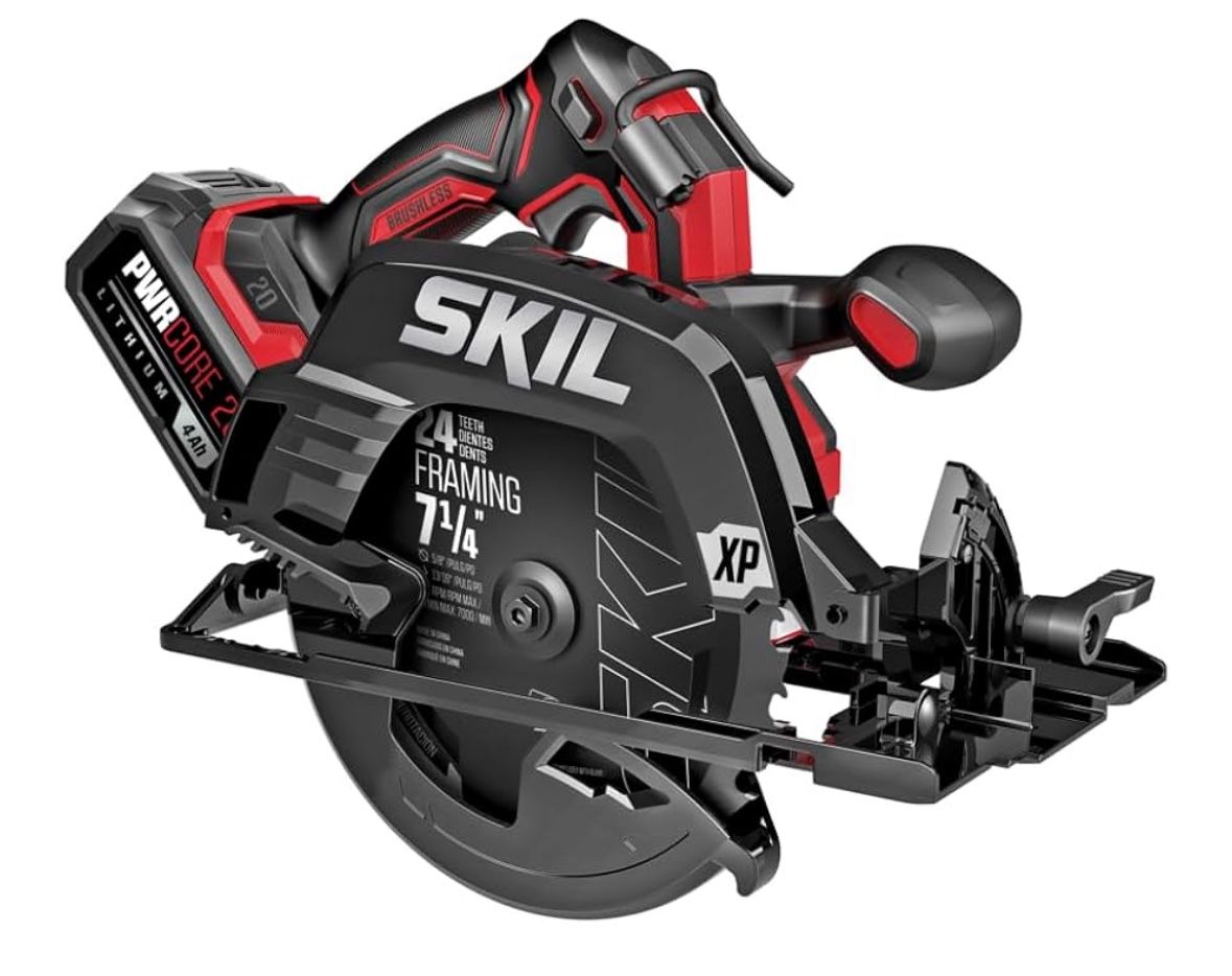 SKIL PWR CORE 20 Brushless 20V 7-1/4" 5300 RPM, Circular Saw Kit Including 4.0Ah Lithium Battery and Quick Charger-CR5440B-10