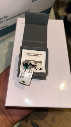 CREATED EMERALD 10KT GOLD & STERLING SILVER